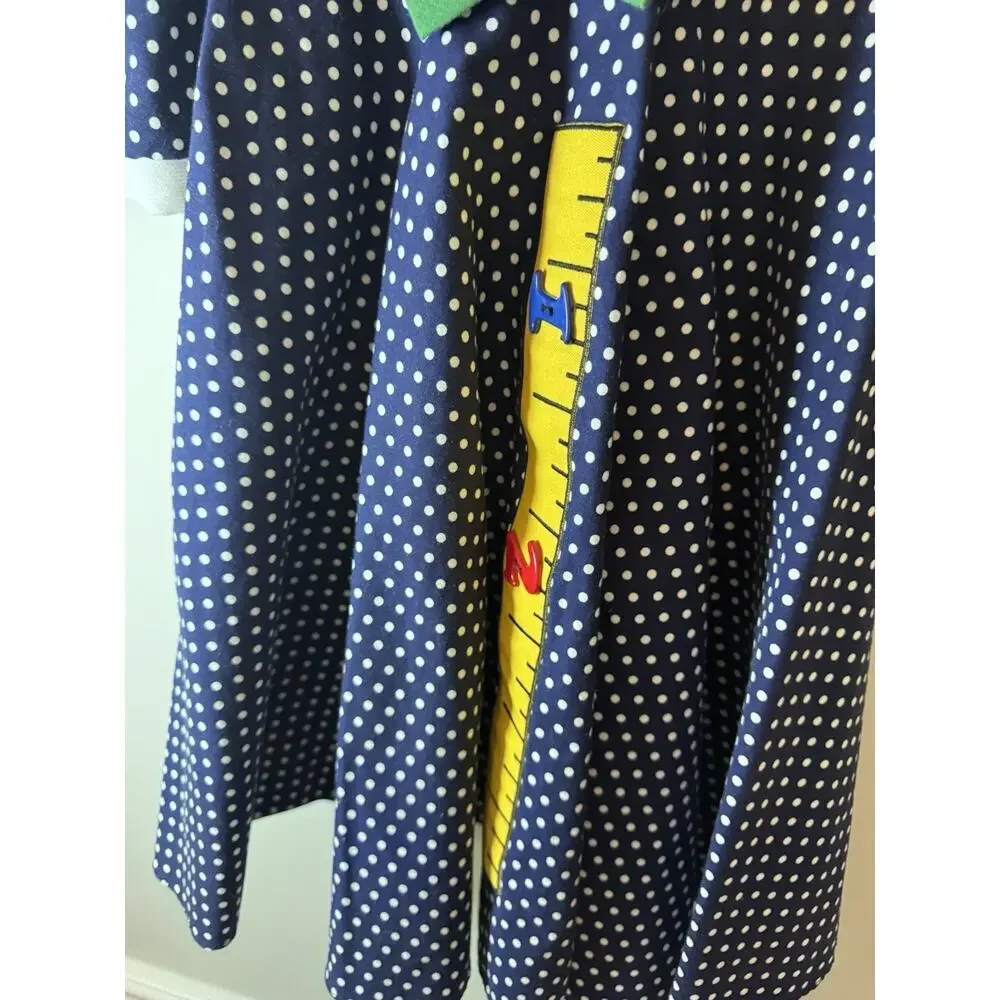 Peaches And Cream Vintage Back To School Dress Navy Polka Dot Sz 6 USA Made